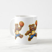Cute 3D Teddy Bear Playing Basketball – Adorable S Koffiemok (Voorkant links)