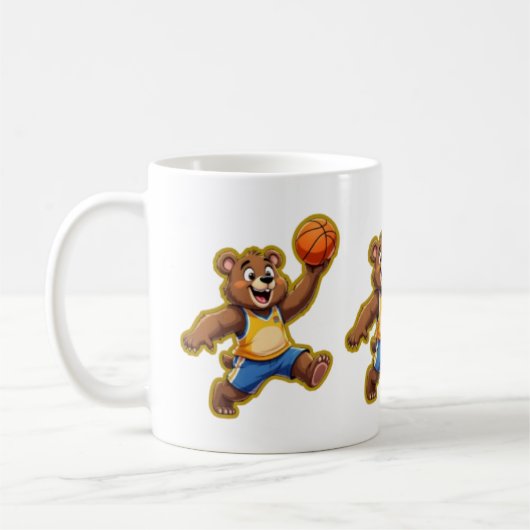 Cute 3D Teddy Bear Playing Basketball – Adorable S Koffiemok (Links)