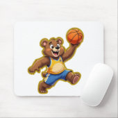 Cute 3D Teddy Bear Playing Basketball – Adorable S Muismat (Met muis)