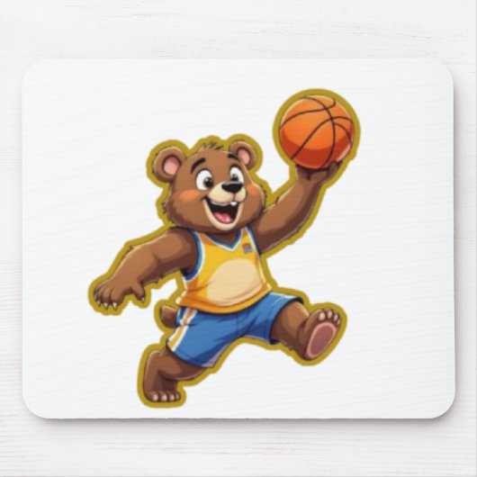 Cute 3D Teddy Bear Playing Basketball – Adorable S Muismat (Voorkant)