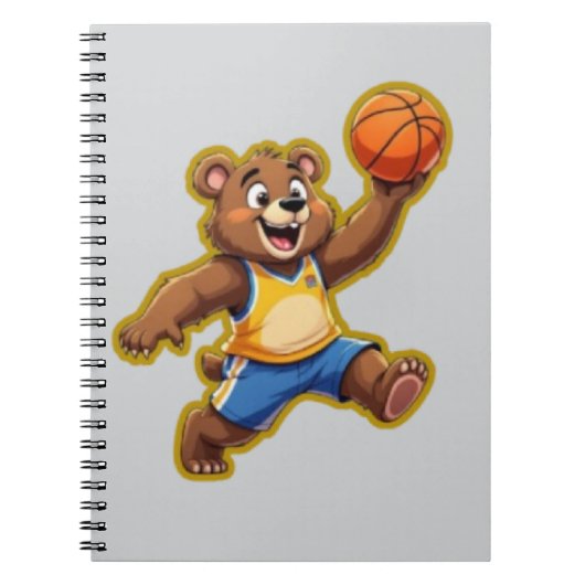 Cute 3D Teddy Bear Playing Basketball – Adorable S Notitieboek (Voorkant)