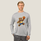 Cute 3D Teddy Bear Playing Basketball – Adorable S Tri-Blend Shirt (Voorkant)