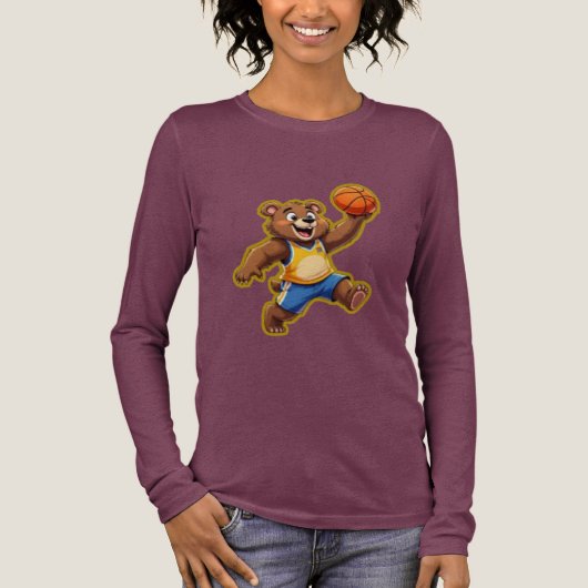 Cute 3D Teddy Bear Playing Basketball – Adorable S Tri-Blend Shirt (Voorkant)