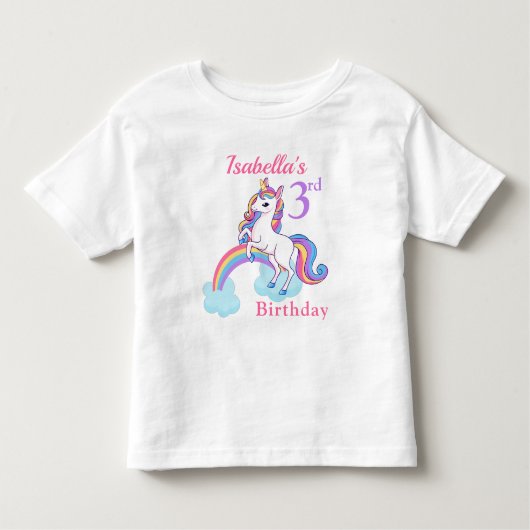 Cute 3rd Birthday Unicorn T-Shirt (Voorkant)