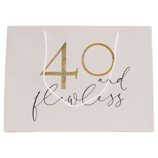 Cute 40 & perfect roze & Gold 40e verjaardag Groot Cadeauzakje (Voorkant)