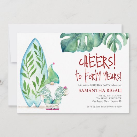 Cute 40e verjaardagsfeest uitnodiging sjabloon (Voorkant)
