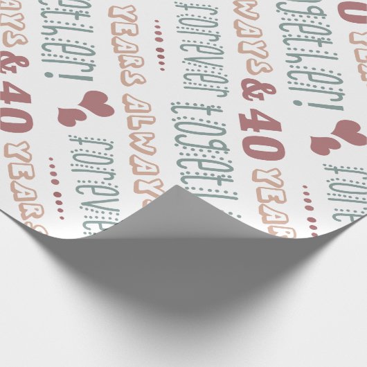 Cute 40th Wedding Jubileum Cadeaupapier (Hoek)