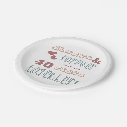 Cute 40th Wedding Jubileum Papieren Bordje (Gekanteld)