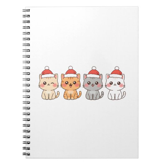 Cute 4 Kawaii Cats Christmas Design – Holiday Pet  Notitieboek (Voorkant)