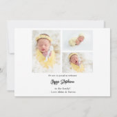 Cute 4 Multi Photo Baby Announge Kaart (Achterkant)