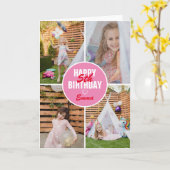 Cute 4 Photo Birthday Card Elke leeftijd | Aangepa Kaart (Gele Bloem)