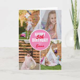 Cute 4 Photo Birthday Card Elke leeftijd   Aangepa Kaart