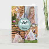 Cute 4 Photo Birthday Card Elke leeftijd | Aangepa Kaart (Voorkant)