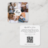 Cute 4 Photo Collage LGBTQ Gay Couple RSVP QR Code Informatiekaartje (Voorkant / Achterkant)