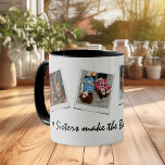 Cute 4 photo Sisters Mok<br><div class="desc">Cute mug featuring 4 photos of your choice and the text 'Sisters make the best friends' with two small black hearts.</div>