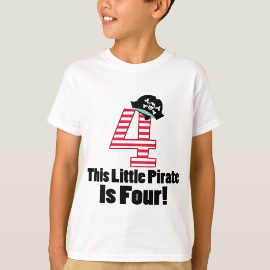 Cute 4th Birthday Pirate T-shirt (Voorkant)