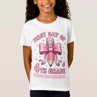 Cute 4th Grade Girl Pink Bow Coquette Design T-shirt