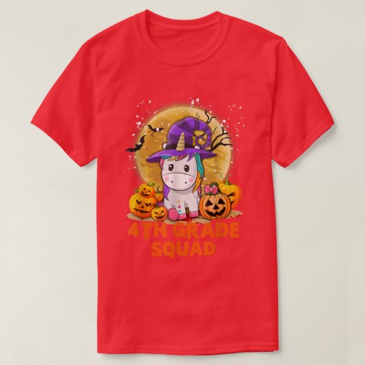 Cute 4th Grade Squad Unicorn Halloween Costume Kin T-shirt (Design voorkant)