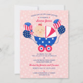 Cute 4th of Juli Patriotic Baby Girl Baby shower Kaart (Voorkant)