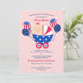 Cute 4th of Juli Patriotic Baby Girl Baby shower Kaart (Staand voorkant)