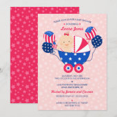 Cute 4th of Juli Patriotic Baby Girl Baby shower Kaart (Voorkant / Achterkant)