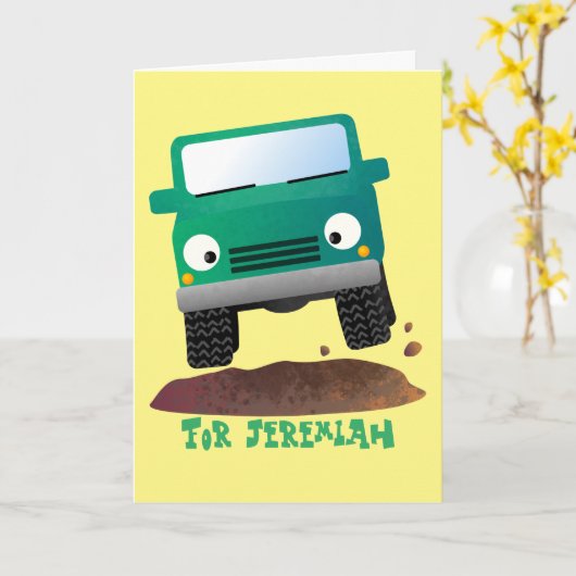 Cute 4X4 cartoon  Kaart (Gele Bloem)