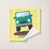 Cute 4X4 terreinwagen cartoon Bad Handdoek (Wasdoekje)