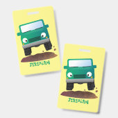 Cute 4X4 terreinwagen cartoon Badge (Voor- en achterkant)