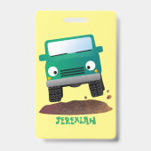 Cute 4X4 terreinwagen cartoon Badge (Achterkant)