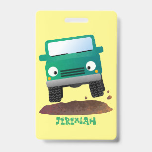 Cute 4X4 terreinwagen cartoon Badge