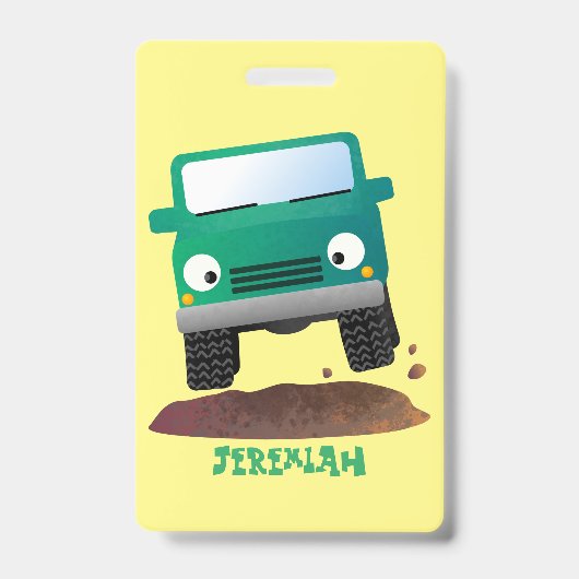 Cute 4X4 terreinwagen cartoon Badge (Voorzijde)