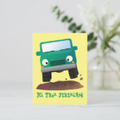 Cute 4X4 terreinwagen cartoon Briefkaart (Staand voorkant)