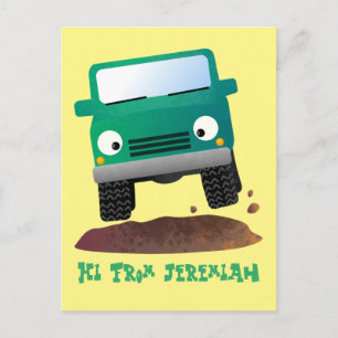 Cute 4X4 terreinwagen cartoon Briefkaart