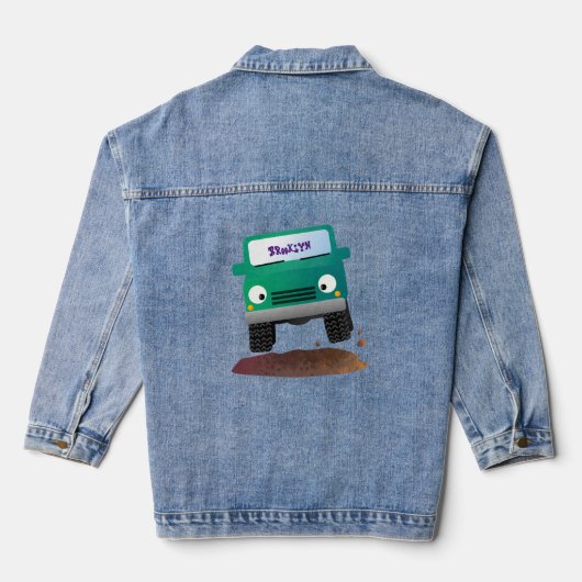 Cute 4X4 terreinwagen cartoon Denim Jacket (Achterkant)