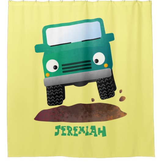 Cute 4X4 terreinwagen cartoon Douchegordijn (Voorkant)