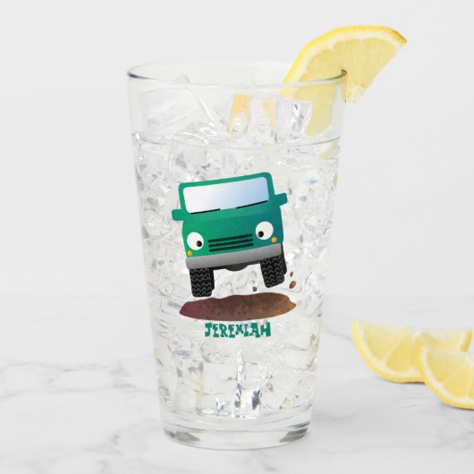 Cute 4X4 terreinwagen cartoon Glas (Achterkant ijs)
