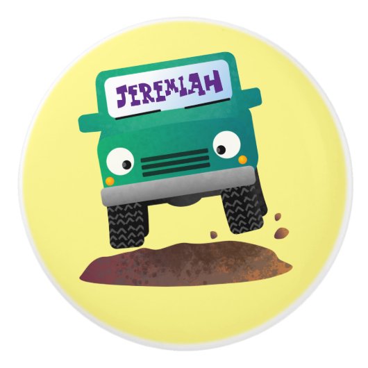 Cute 4X4 terreinwagen cartoon Keramische Knop (Voorkant)