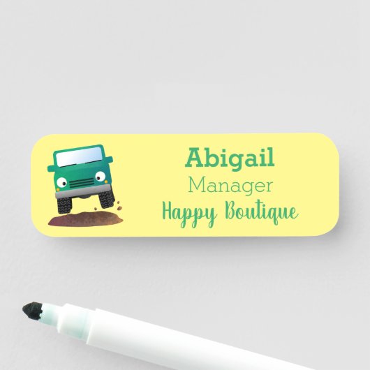 Cute 4X4 terreinwagen cartoon Naamplaatje (In situ)