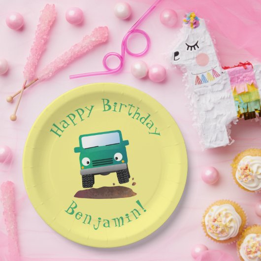 Cute 4X4 terreinwagen cartoon Papieren Bordje (Feest)