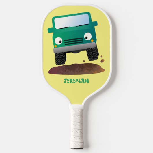 Cute 4X4 terreinwagen cartoon Pickleball Paddle (Voorkant)