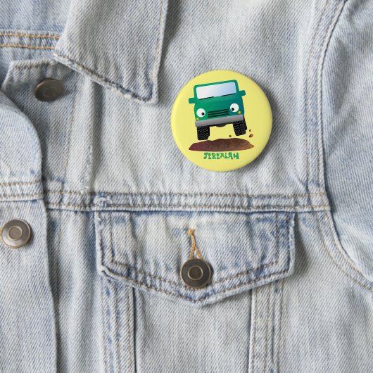 Cute 4X4 terreinwagen cartoon Ronde Button 5,7 Cm (In situ)