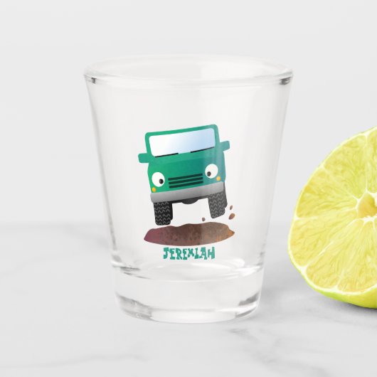 Cute 4X4 terreinwagen cartoon Shot Glas (Voorkant)