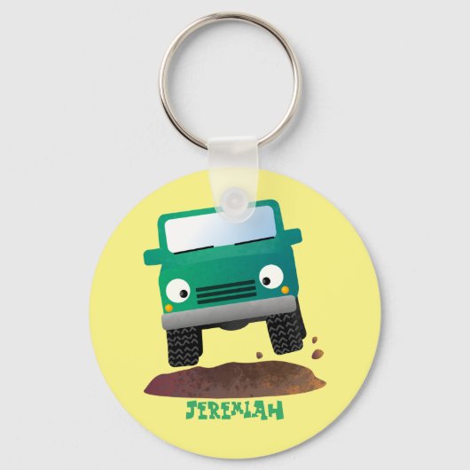 Cute 4X4 terreinwagen cartoon Sleutelhanger (Voorkant)