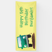 Cute 4X4 terreinwagen cartoon Spandoek (Verticaal)