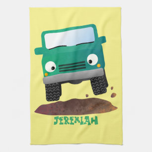 Cute 4X4 terreinwagen cartoon Theedoek