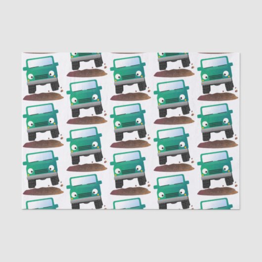 Cute 4X4 terreinwagen cartoon Tissuepapier (Voorkant)