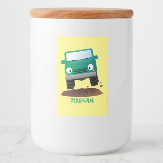 Cute 4X4 terreinwagen cartoon Voedselcontainer Etiket (Voorkant)