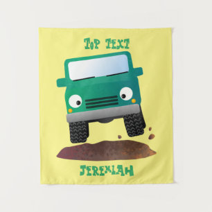 Cute 4X4 terreinwagen cartoon Wandkleed