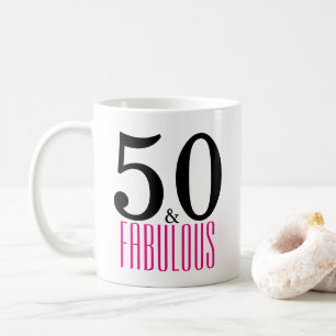 Cute 50 en Fabulous Birthday Gift Mok Pink/Black