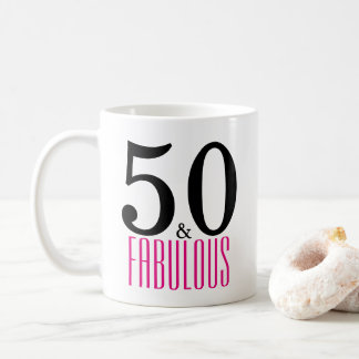 Cute 50 en Fabulous Birthday Gift Mok Pink/Black